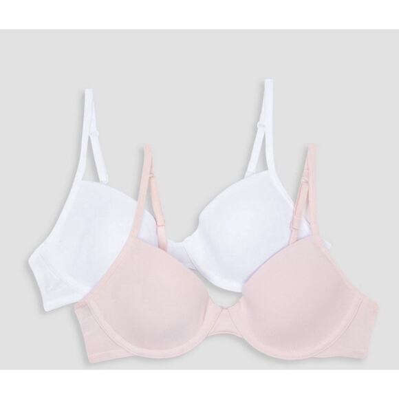 Hanes Girls 2pk Underwire Flexiwire Bra Pink/White 30A Brand New T-shirt Soft - Picture 1 of 7